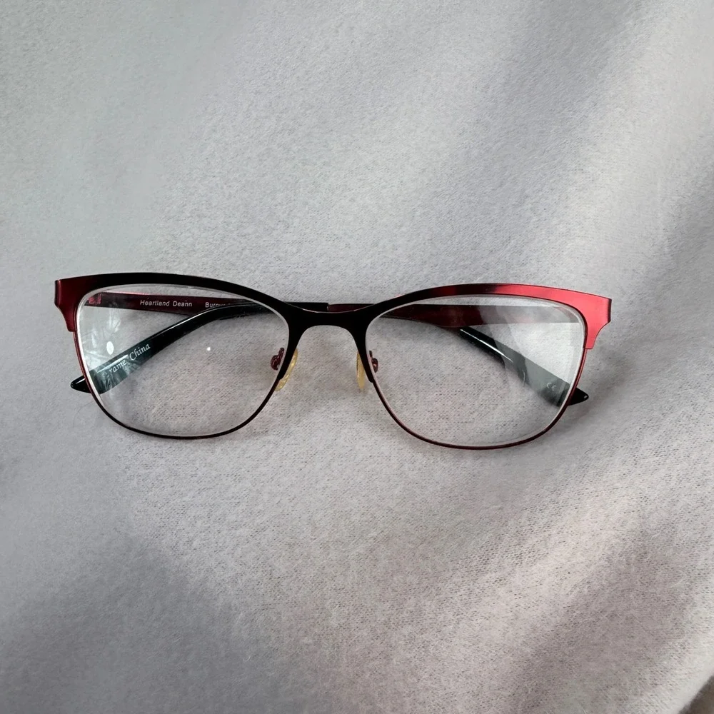 Heartland Deann Burgundy Cat Eye Eyeglass Frames only53-17-135 Metal Red Glasses